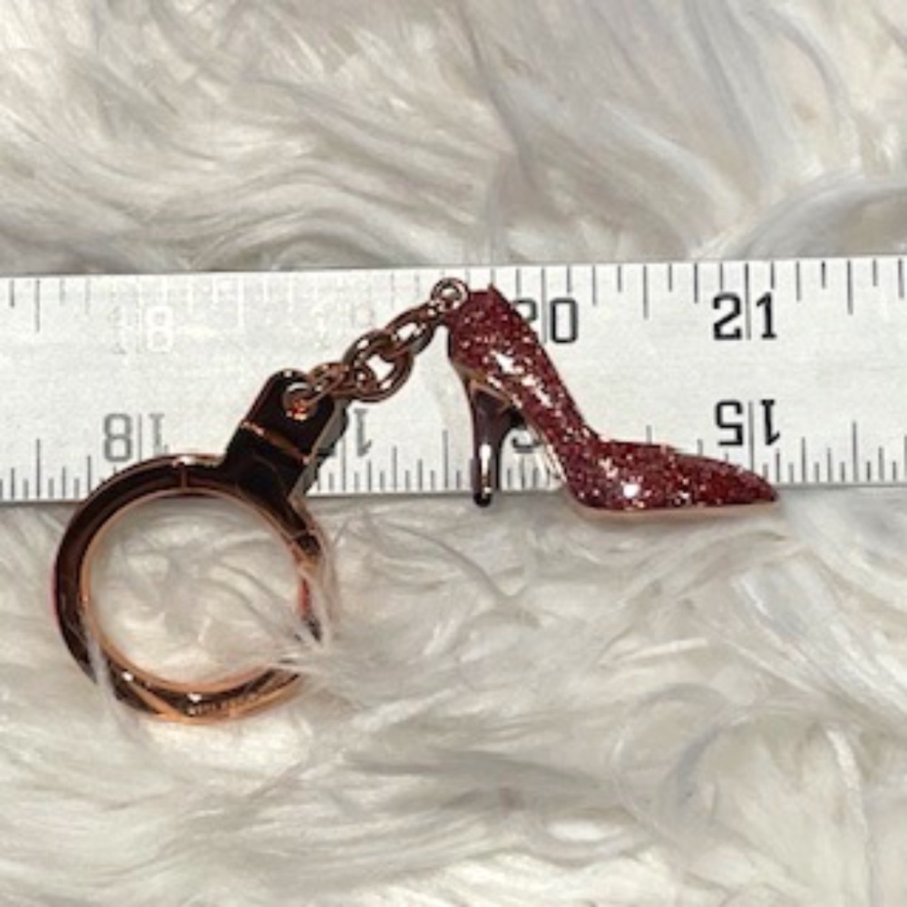 Kate Spade Pink Glitter Heel / Shoe Key Rose Gold Chain